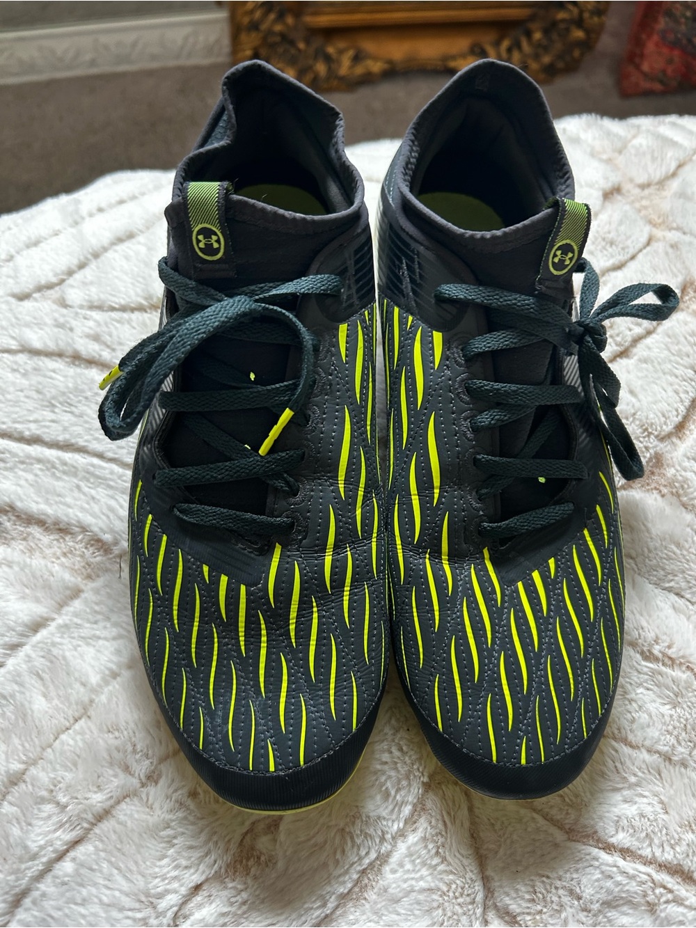 Under Armour Black Athletic Shoes with Neon Green Accents